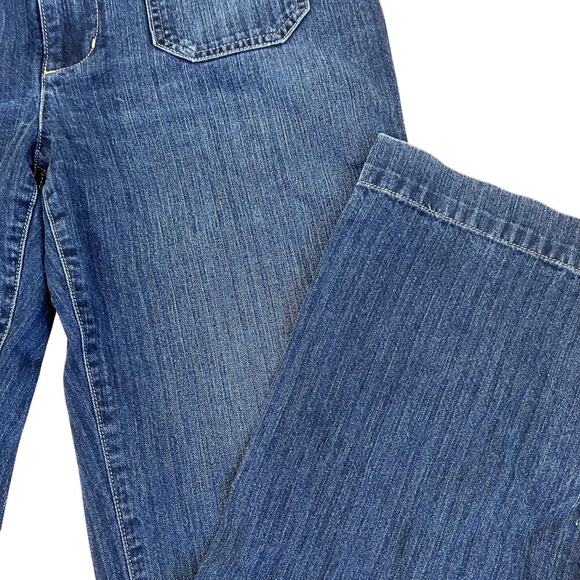 L-Ralph Lauren Sz 10 Y2K Blue Pinstriped Relaxed Wide Leg Jeans Patch Pockets - Picture 11 of 16